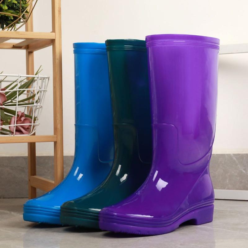 Medium tube waterproof shoes rain shoes rain boots water boots jelly no lining overshoes adult non-slip