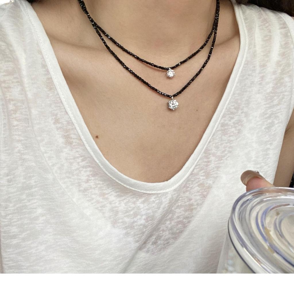 High-End Cold Style Zircon Black Spinel Necklace: Light Luxury, Versatile, and Elegant Clavicle Chain.