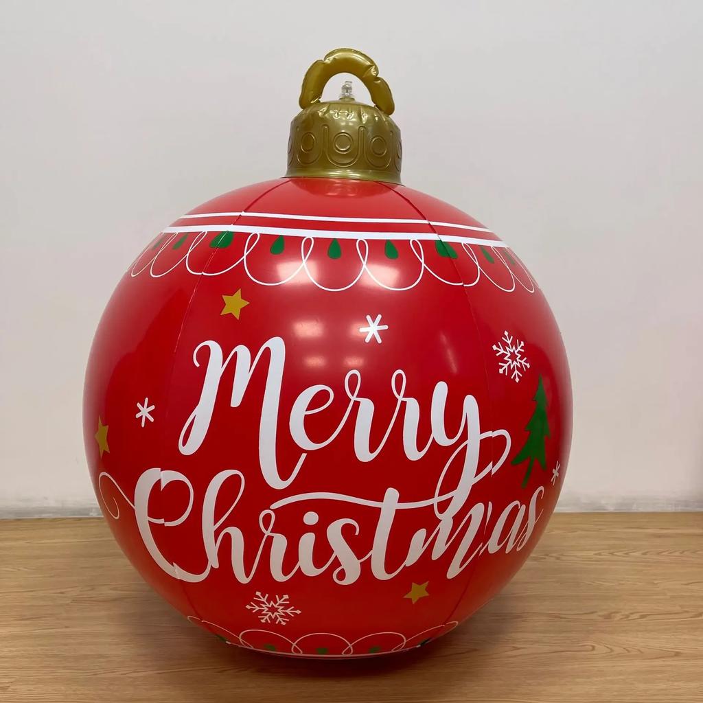 2025 Christmas 60cm Balls Decoration Outdoor Indoor Light Up LED Christmas Decoration Balloons Inflatable Toy Balls