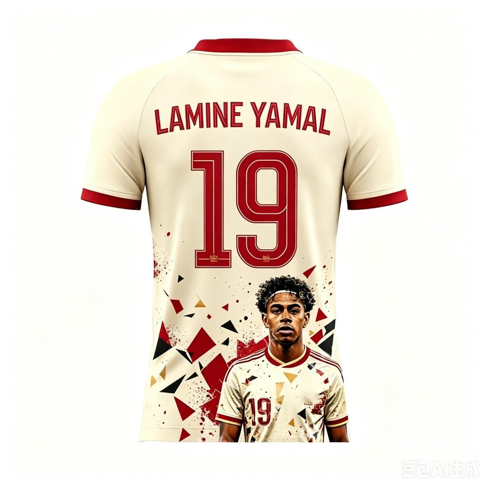 Summer Yamal Print Pattern Children's Outfit Football Jersey T-shirt Quick-drying and Breathable Suitable for Outdoor Wear