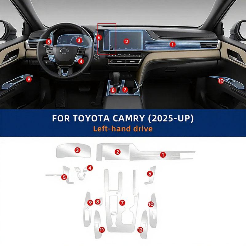 PPF Interior Protection Film Accessories for Toyota Camry XV80 2025 2026 Navigation Center Console Transparent TPU Car Film