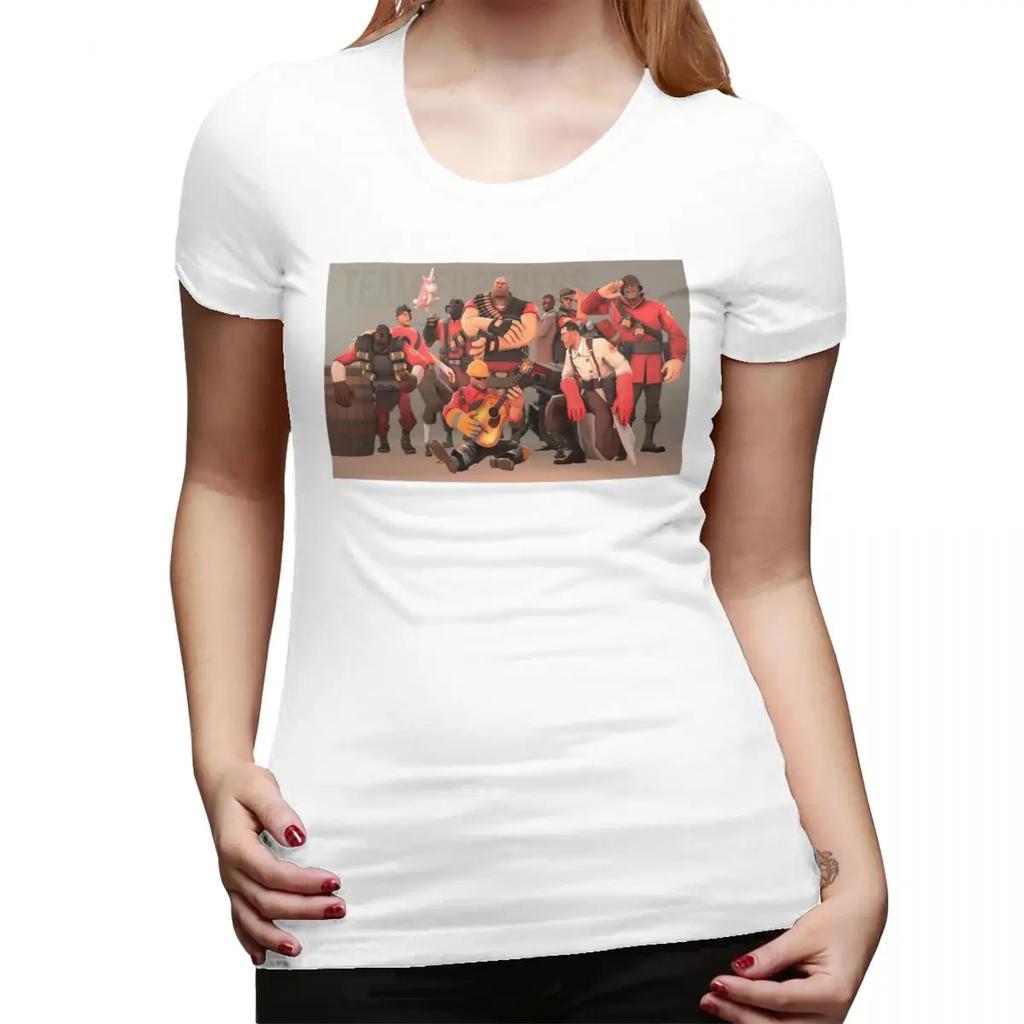 Team Fortress 2 Guitar TShirt for Women Round Neck Streetwear T Shirts Womens Tees Short Summer Clothes Tops