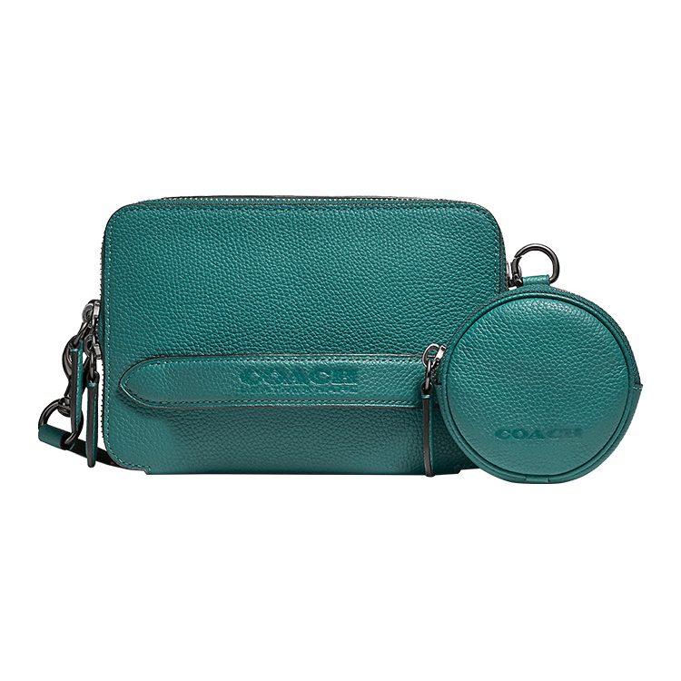 Coach Charter Leather One Shoulder Handbag, Crossbody Bag Small Men's Lake Green C2608-OCN