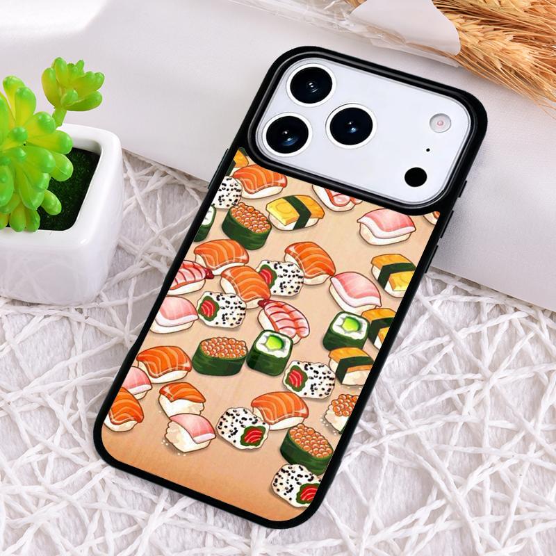 Kawaii Sushi Crowd Phone Case for iPhone 17 Air 16 15 11 12 14 13 Pro Max Shockproof Cover