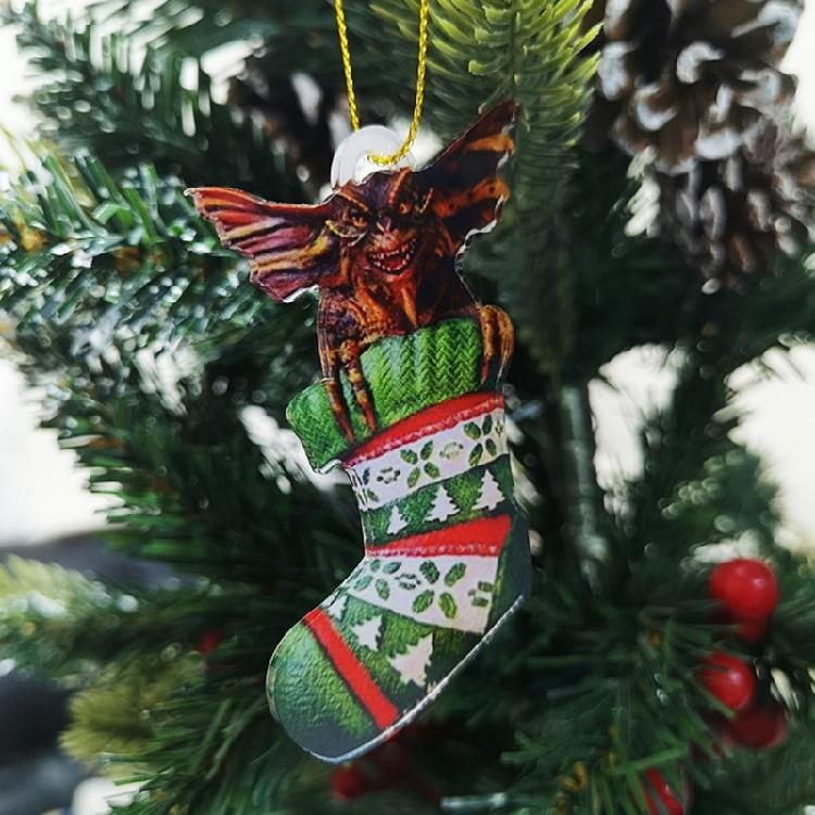 Christmas Sock Dog/Dragon Acrylic Charm Animal Shape Hanging Ornament For Christmas Tree Decoration Mantels Door Window