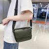 Square Men's Messenger Bag Solid Color Crossbody Bag Fashion PU Leather Shoulder Bag  Hiking