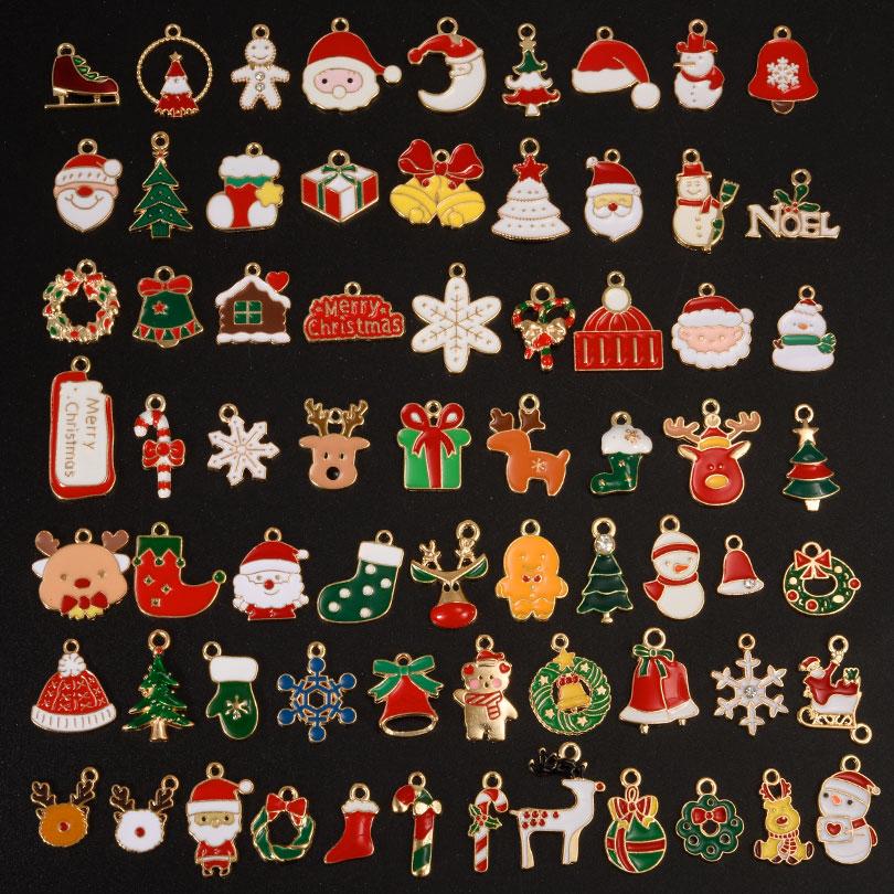 Random Mixed Christmas Pendantcharms For Jewelry Making Bulk Xmas Charm Natale Diy Small Gifts Accessories Breloque Bijoux Noël