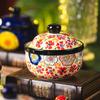 Hand-painted ceramic small stew cup Household soup cup with lid Water-proof soup pot Steamed egg bowl Steamed egg custard bowl Sweet bowl