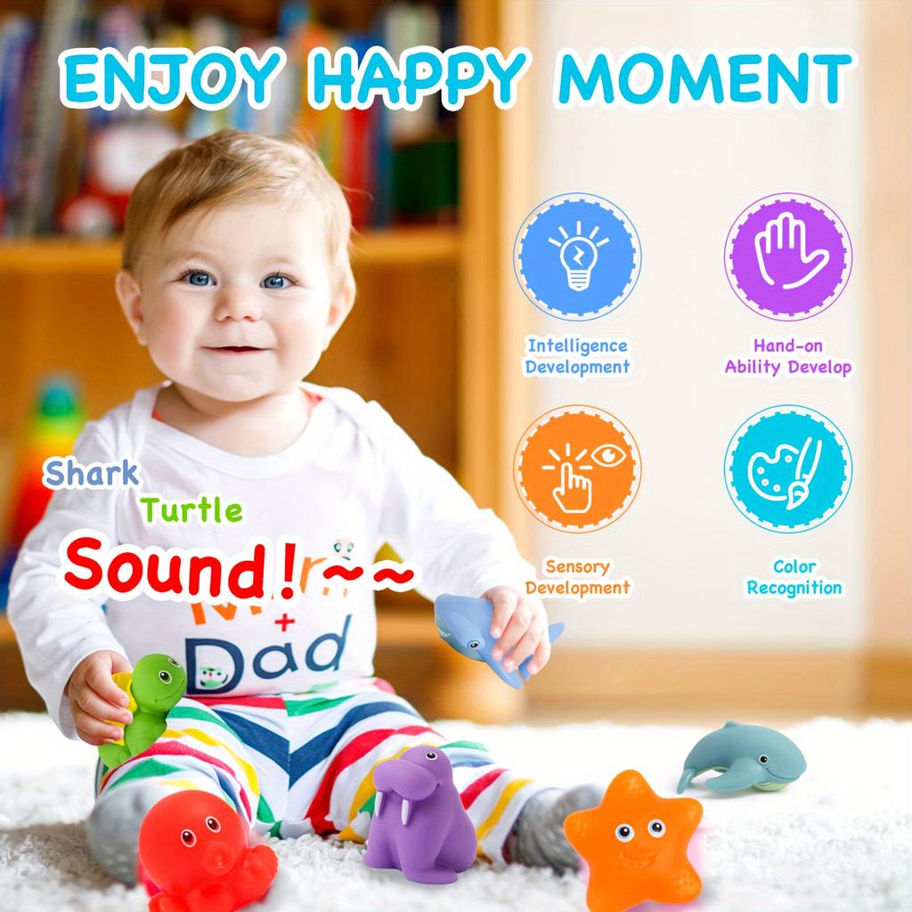 6pcs Baby Bath Toys for Kids,Sea Animal Bathtub Shower Toys,Baby Tub Toys Water Spraying Discoloration Floating Ocean Sea Animals,Swim Toys