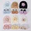 Baby Turban Hat Soft Stretchy Flower Headwear for Infant Stylish Bonnet Caps with Matching Socks Clothing Accessory