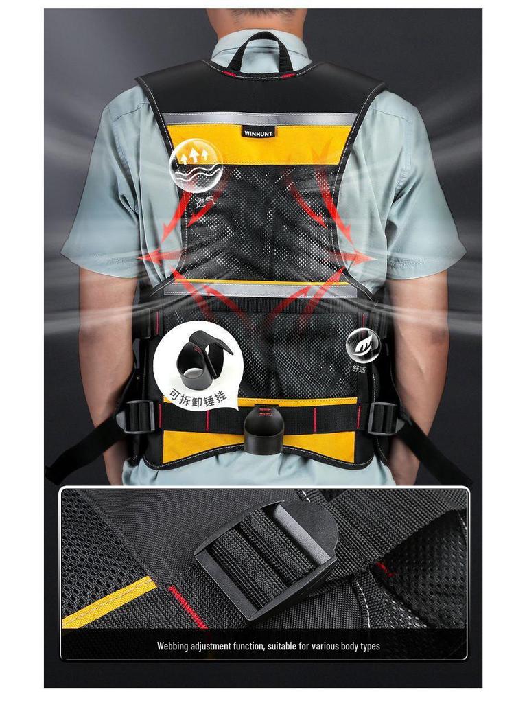 Electrician Multi-Pocket Reflective Tool Vest for Installation and Construction