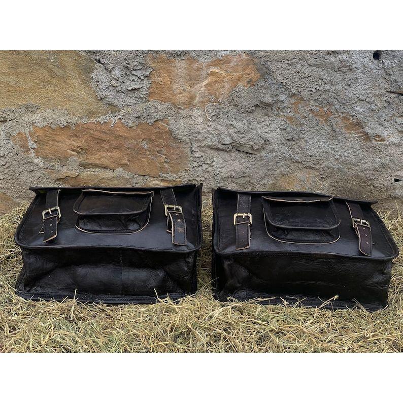 13" ručně vyrobená černá kožená brašna na motorku Saddle Bags sada dvou brašen Cyklistická taška Taška na kolo Best for Him/He