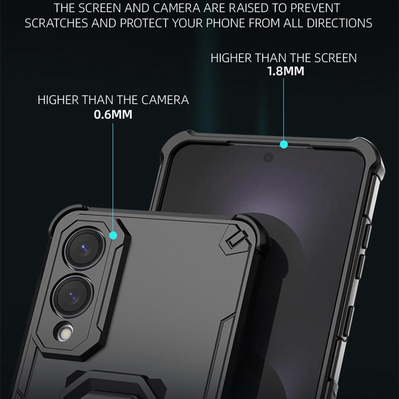 KEYSION Shockproof Case for Samsung S25 Edge 5G Soft Silicone+PC Upright Metal Ring Stand Phone Back Cover for Galaxy S25 Edge