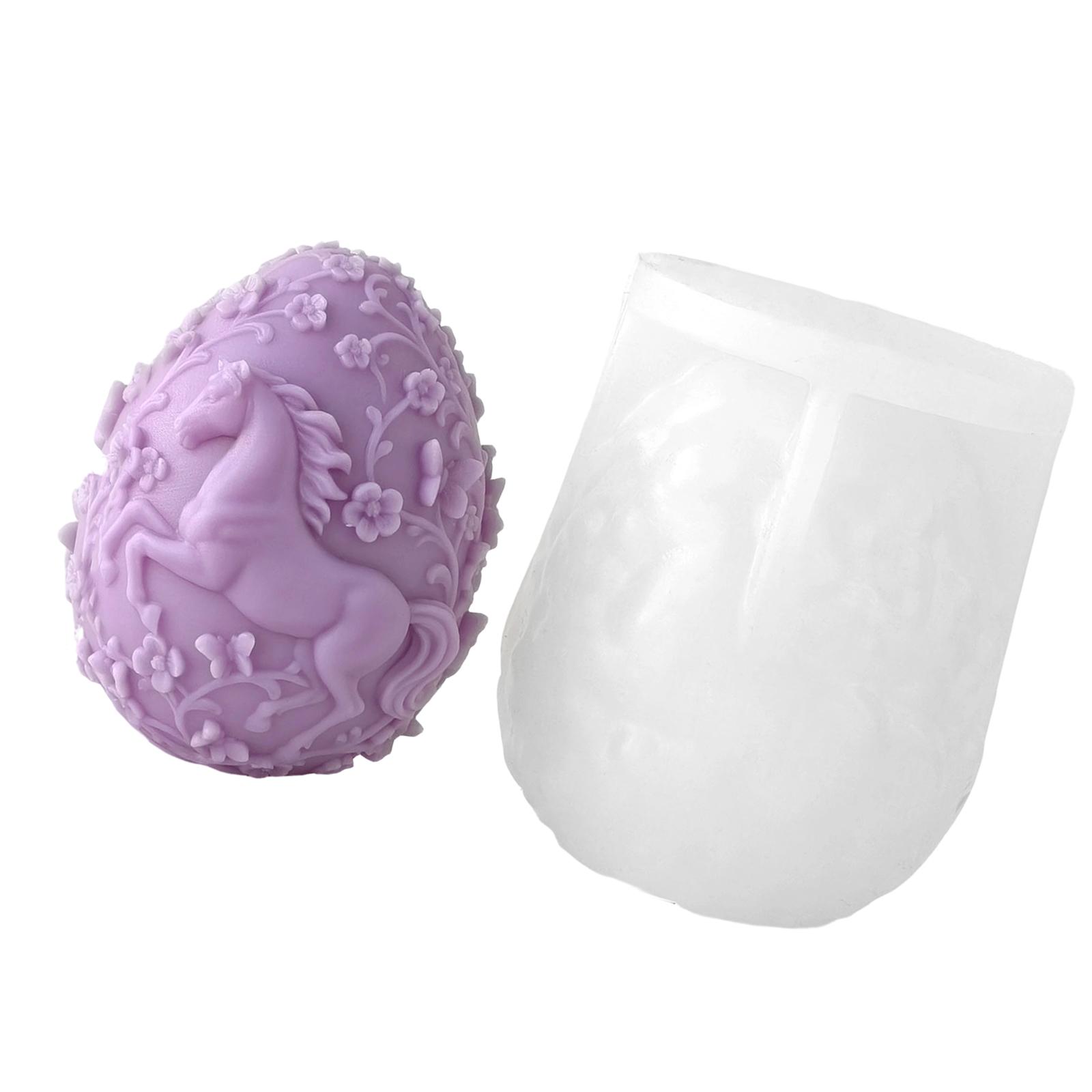 Easter Eggs Silicone Molds Embossed Horse Silicone Candle Molds for Resin Casting Candle Soap Chocolate Home Decoration 1