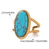Geometric Geometric Open Ring Opal Wide Finger Buckle Vintage Turquoise Metal Ring  Men