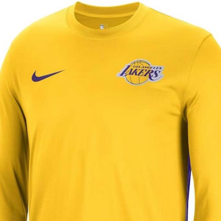 Nike Logo Casual Crew Neck Pullover Long Sleeve Soccer Jersey Player Edition 23-24 Season Los Angeles Lakers Unisex Jersey Gold DX9436-728