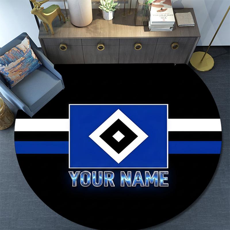 Custom Name HSV Round Area Rug,Carpet Rug for Living Room Bedroom Sofa Playroom Decor,Non-slip Floor Mat