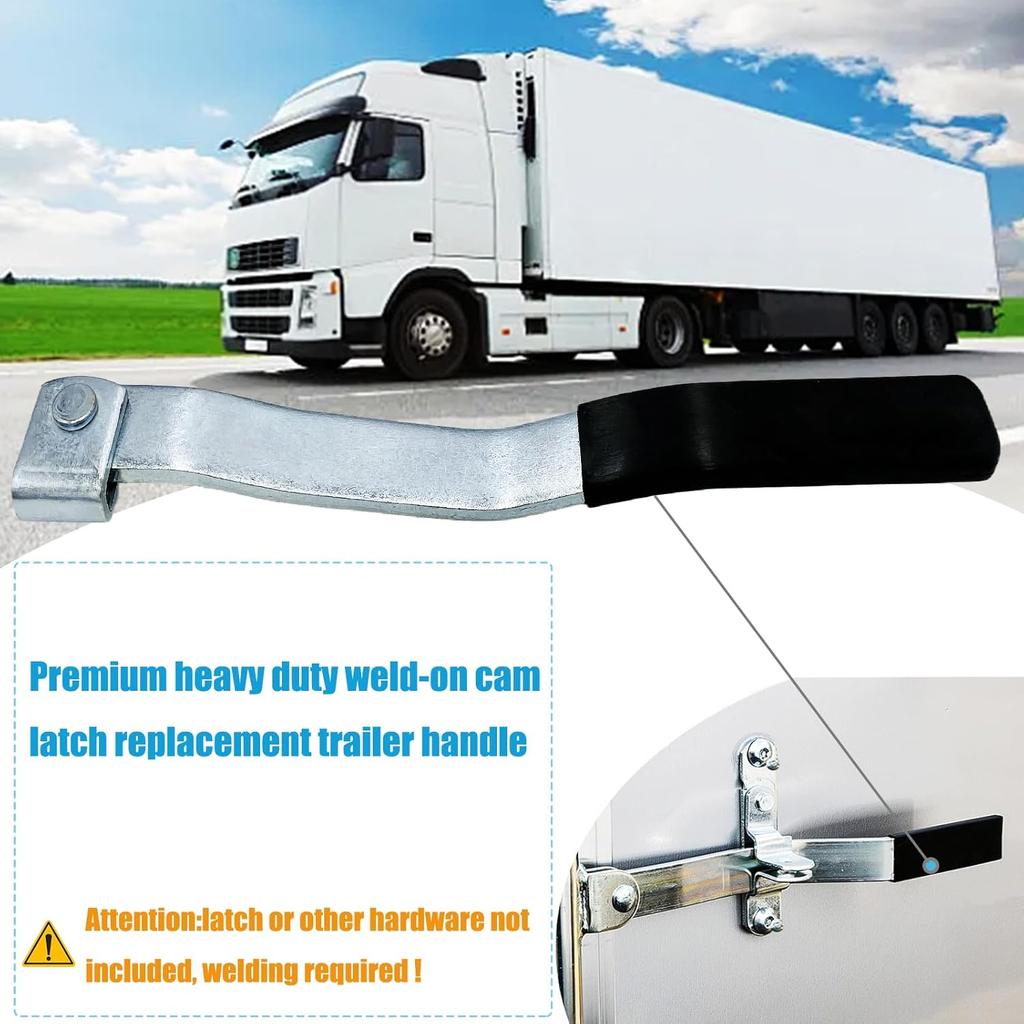 Enclosed Trailer Door Handle with Rubber Grip, Cargo Trailer Side Rear Door Handle - Weld-On Replacement Handle for Cam Bar Lock Assembly