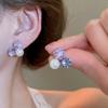 Silver Needle Zircon Flower Pearl Stud Earrings Exquisite Light Luxury High-end Earrings Niche White Versatile Earrings