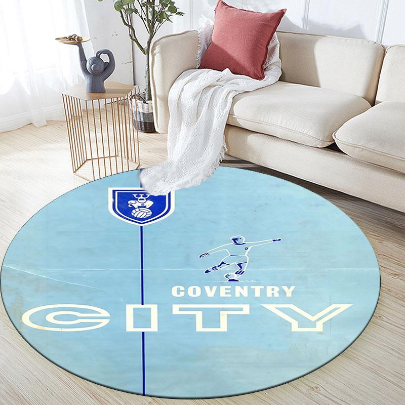 Coventry City logo pattern round rug,Carpet Rug for Living Room Bedroom Playroom ,Non-slip Floor Mat,Holiday Gifts and Birthday Gifts.