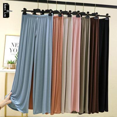 Übergröße Damen High-Waist Weitbein Modalhose - Einfarbig, Locker geschnitten, Bodenlang, Sommer Casual
