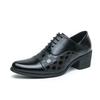 Men's Retro Leather High-Heeled Formal Shoes - Size 46, Pointed Toe, Low-Top, with Height Boost for Business or Wedding