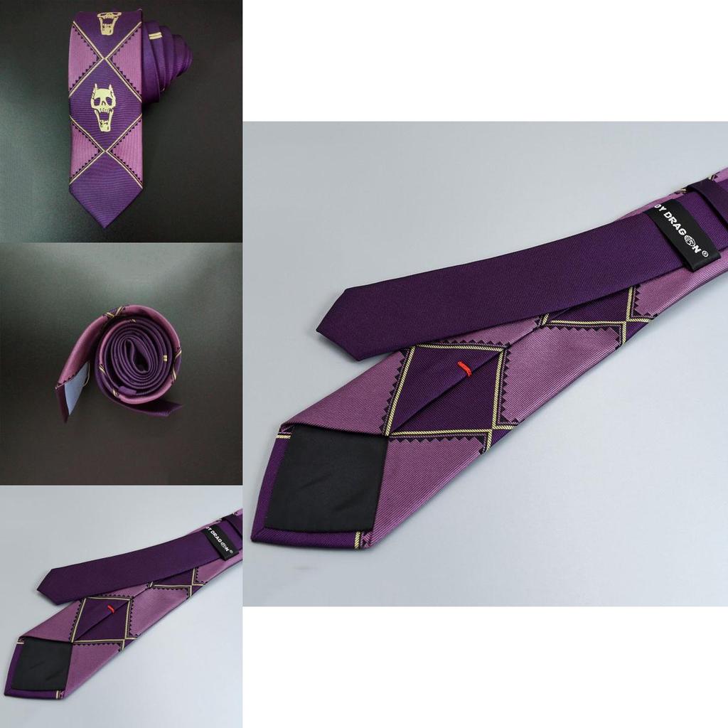 Wykwintny Jojo's Bizarre Adventure Killer Queen Kira Yoshikage Cosplay Czaszka Fioletowy Krawat