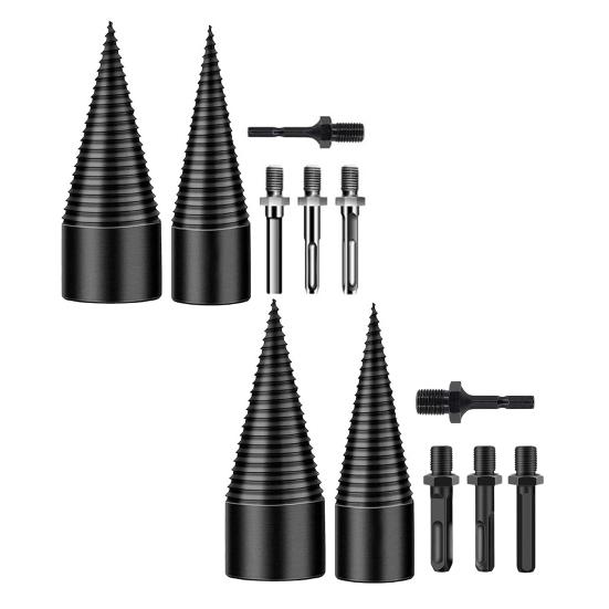 Firewood Drill Bit Set Heavy Duty Wood Log Splitter Detachable Electric Drills Screw Cone Driver Tool Firewood Prep Tool for Splitting Woods