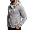 Men's Color Casual Zip-Up Hooded Jacket with Large Pockets and Raglan Sleeves