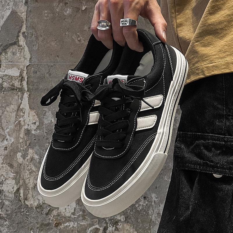 Men's Breathable Canvas Skate Shoes 2025 New Outdoor Fashion Comfort Flat Running Shoes Lace-Up Mens Tennis Shoes Zapatillas