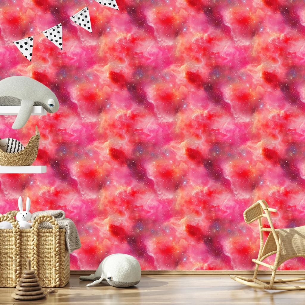 Watercolor Galaxy Wallpaper Coral and Pink for Living Room and Bedroom 50x1000