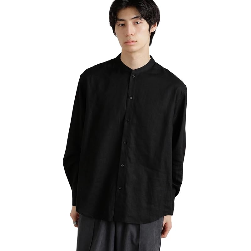 

[Nano Universe] anti-smell linen band color shirt long sleeve men s M 010 black 672-5120208