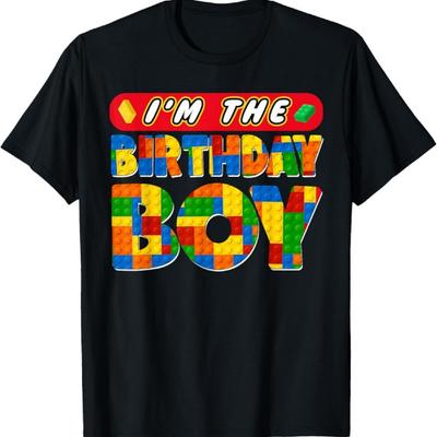 Im The Birthday Boy Building Bricks Family Party Decorations T-Shirt