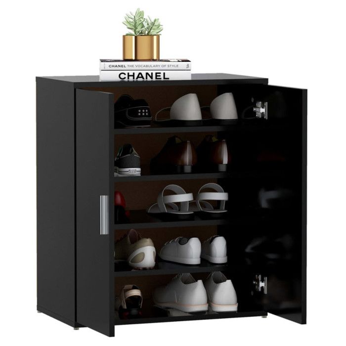 VidaXL Armoire à chaussures, Noir 60x35x70 cm Aggloméré