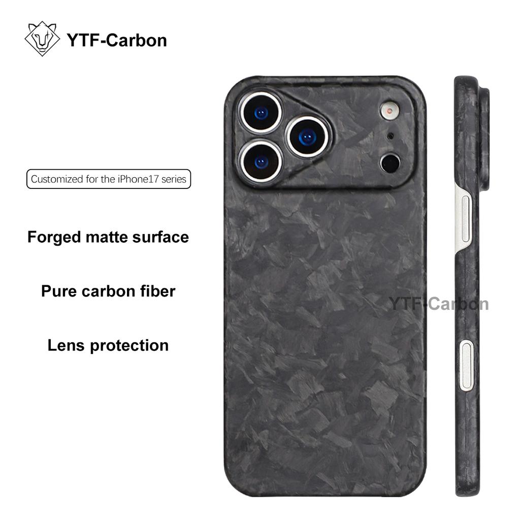 YTF-Carbon Suitable for iPhone 17 Promax Forged Carbon Fiber Phone Case, Apple 17 Pro Ultra-Thin Half Pack Protective Case