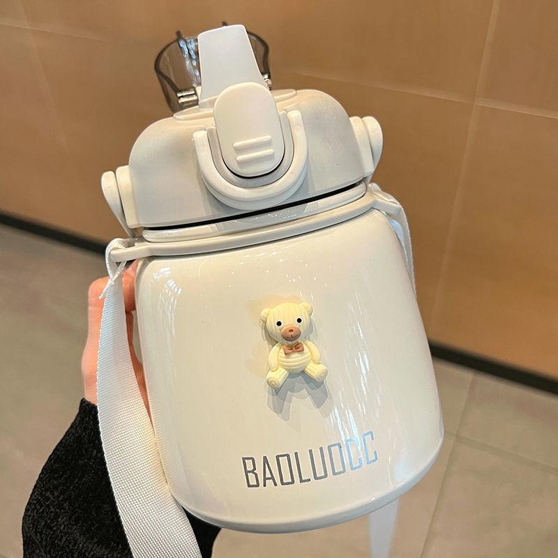 New Thermos Kettle Large Capacity Student Thermos Cup Girls High Appearance Level Ins Simple Straw Water Cup