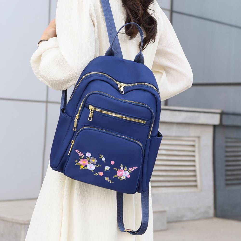 Women's Embroidered Flower Backpack Outdoor Travel Backpack Schoolbag
