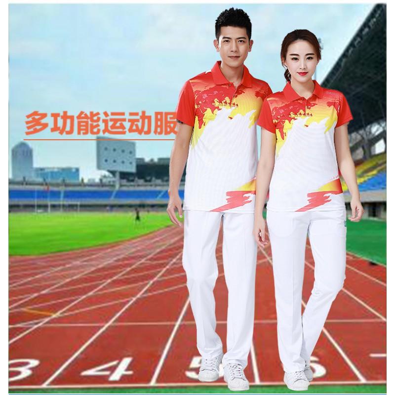 Breathable Badminton Shirts Men Women Casual Sports Training Tops Quick-Dry Athletic Tees Red Blue