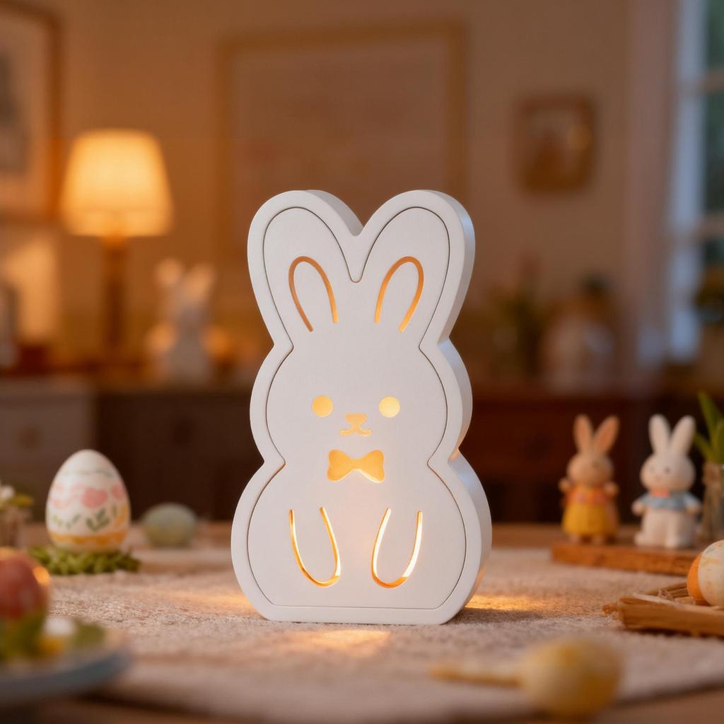 DIY Rabbit Hollow Atmosphere Lamp Resin Mold, Resurrection Rabbit Figurine, Plaster Silicone Mold Decoration