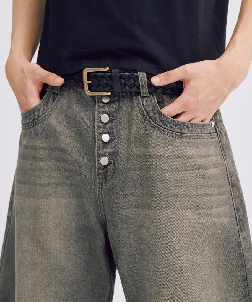 TAKEASY Smoky Button-Fly Denim Pants (Smoky Gray)