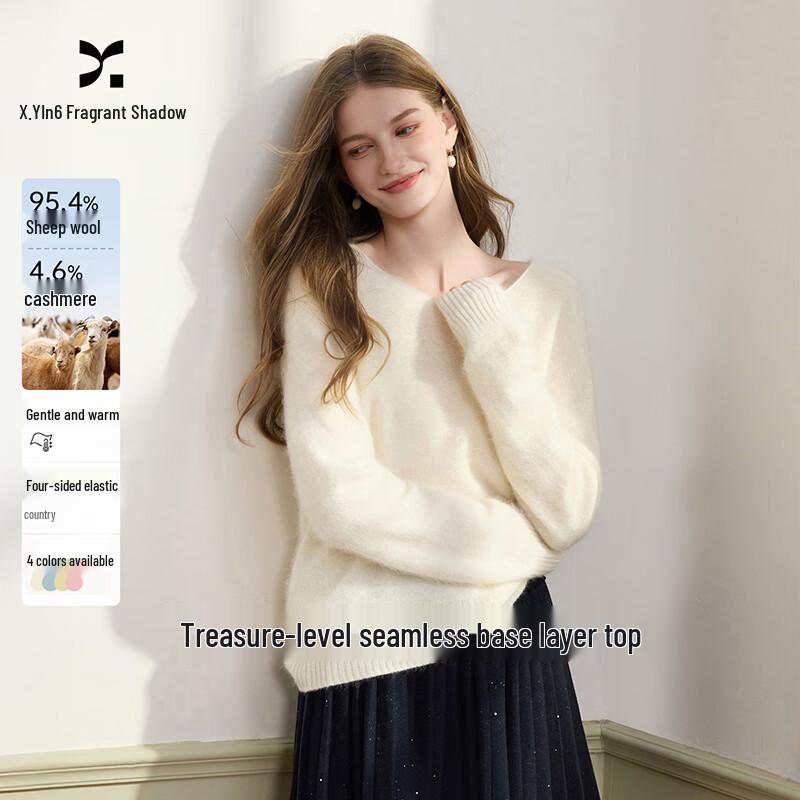 Women s Wool & Cashmere V-Neck Knit Top L