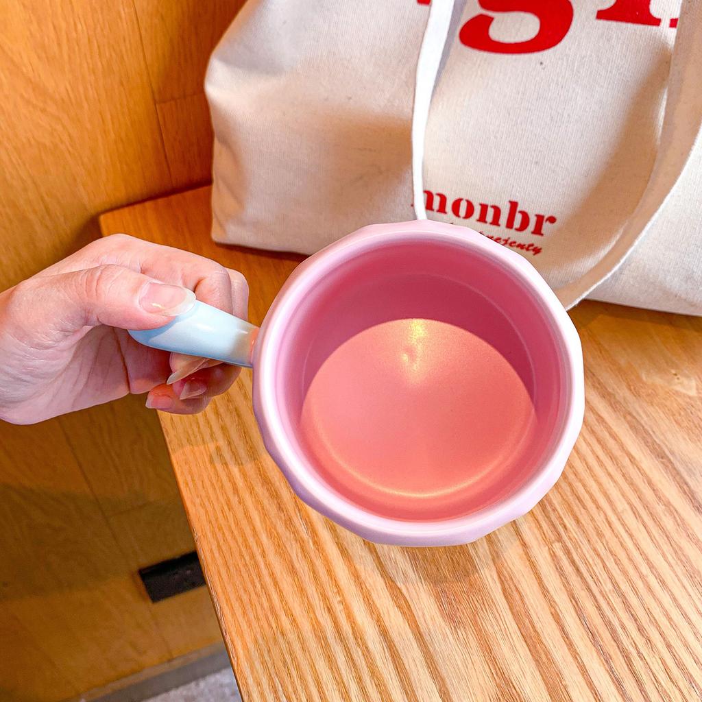 Tulpenbecher mit Deckel Löffel mit Hohem Aussehen und Niedlicher Heim Büro Mädchen Keramik Trinkbecher Souvenir