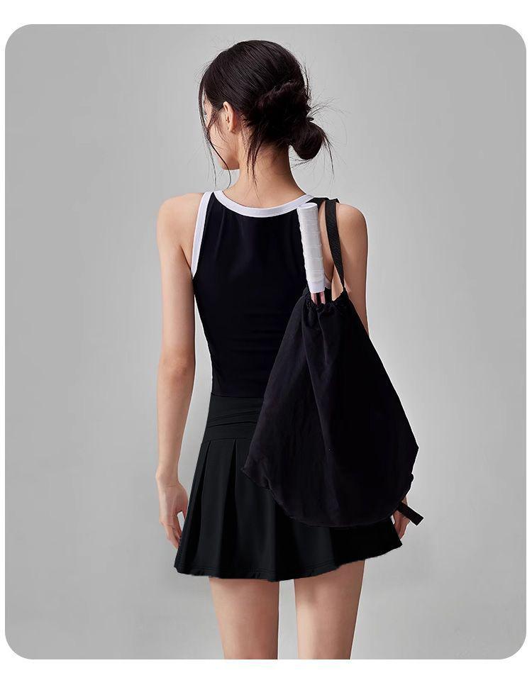 Women's Dopamine Summer Sports Set: Quick-Drying Vest & Anti-Exposure Skirt for Badminton, Tennis, and Running