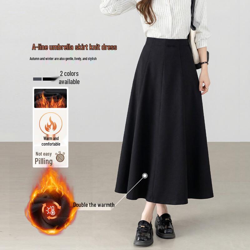 Women s Retro Knit Wool A-Line Skirt S