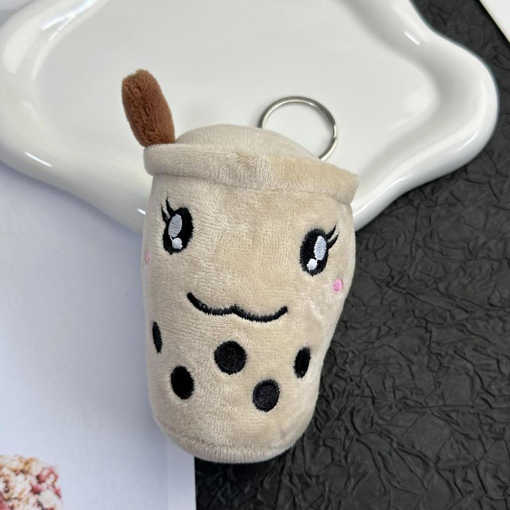 Cross-border Cute Bubble Tea Cup Pendant Keychain - Plush Toy Doll Gift