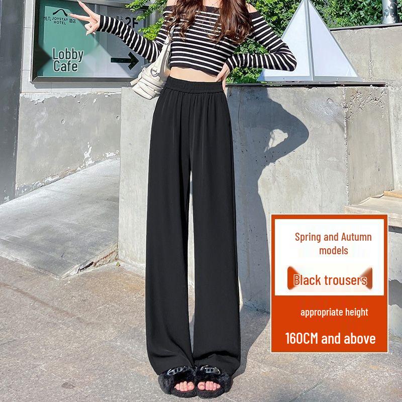 

Женские брюки-костюм из ледяного шелка на эластичной талии на весну/лето 2025 года - Белые, Свободного кроя, Прямые зауженные штанины XL for 120-135 jin