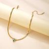 18K Gold-Plated Love Heart Rhombus Diamond Necklace - European Style Stainless Steel Clavicle Chain