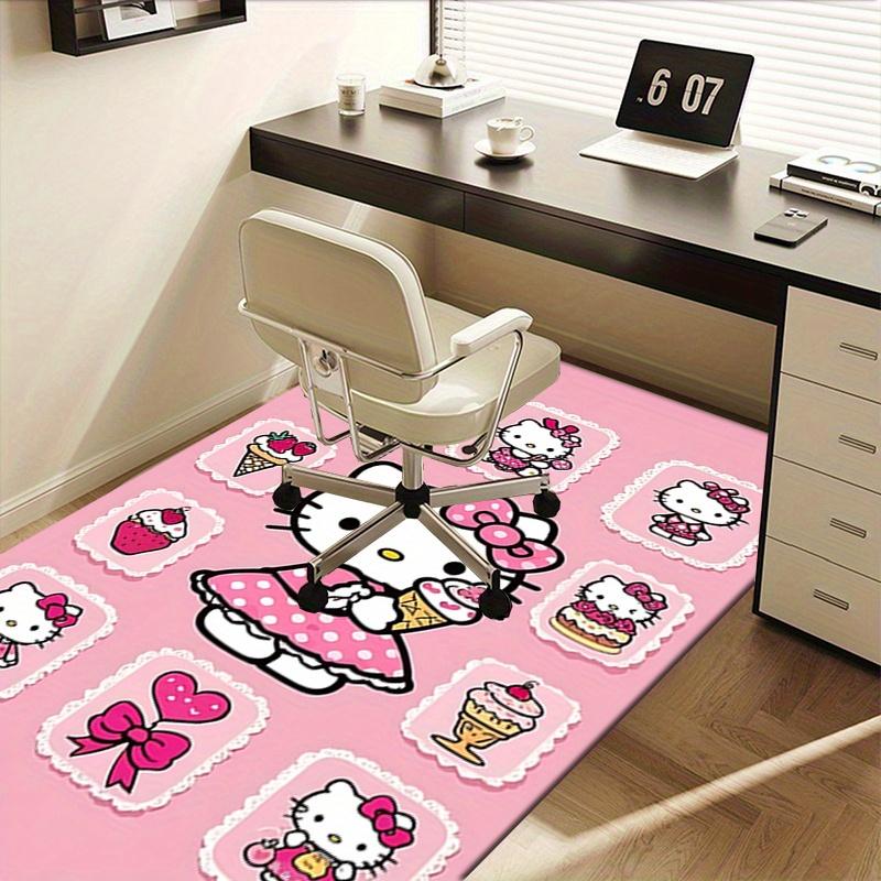 Office Rug Hello Kitty, Pink Anti-Slip Rug, Machine Washable for Living Room, Bedroom, Office, Multiple Sizes, Bedroom Mat, Decorative Mat, Durable Ma