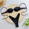 Fashion Solid Wavy Low Waist Bikini Set Women Patchwork Aesthetic Sweet Swimsuit Hollow Out Two Pieces Sets Female Beach Party Suits