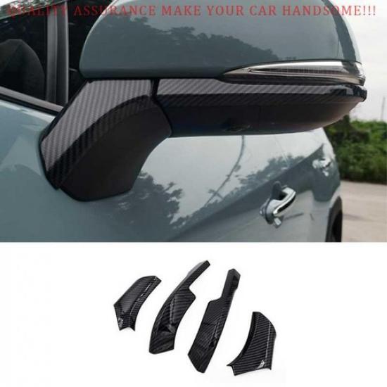 For Toyota RAV4 2019-2023 Carbon Fiber Rear View Mirror Strip Molding Trim 4PCS